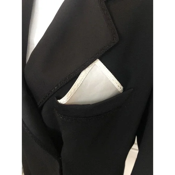 Vintage St John Griffith‎ Gray Black Wool Pocket Blazer Jacket Longline 8 NWT - Picture 10 of 15